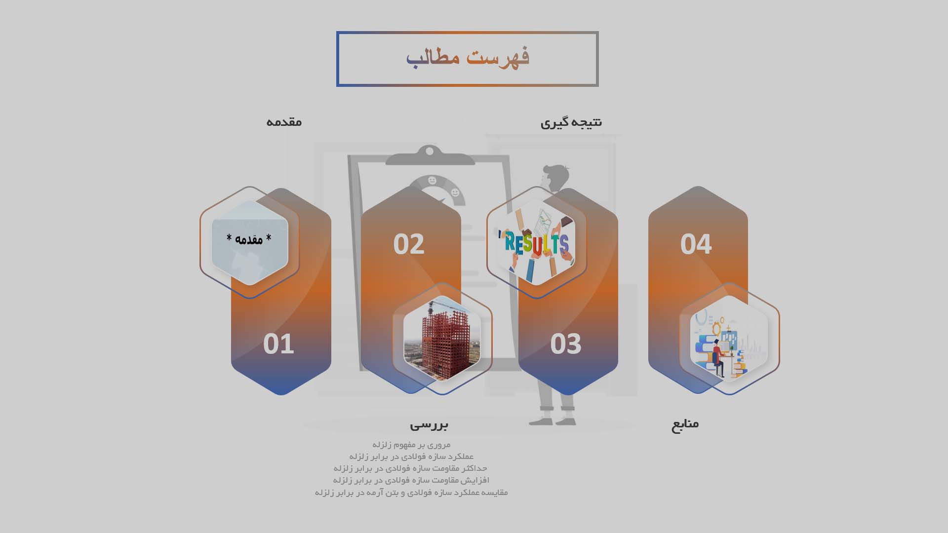 پاورپوینت در مورد ارزیابی اثرات زلزله بر ساختمان‌های با ساختار فولادی